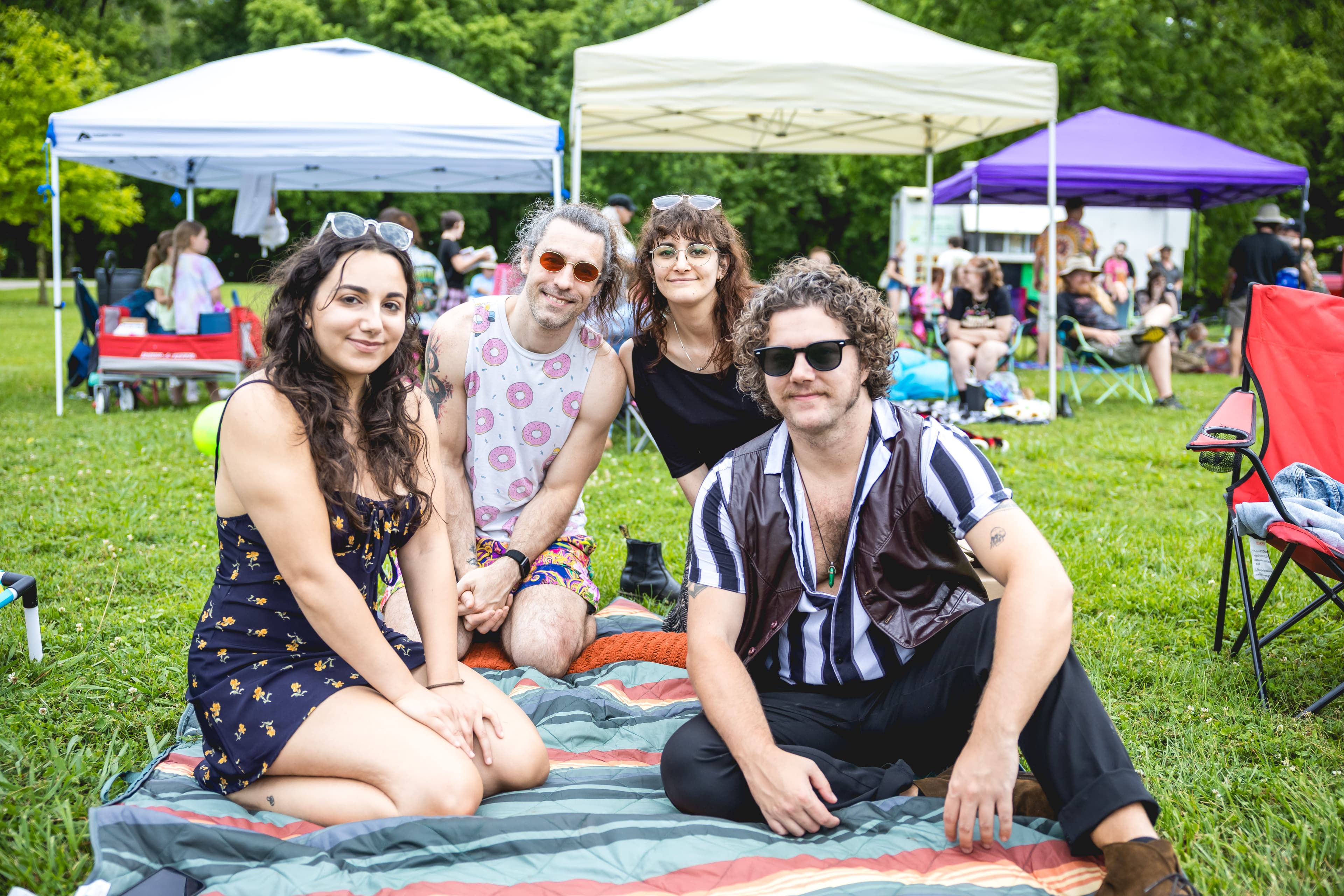 Festival-goers enjoying the community atmosphere together